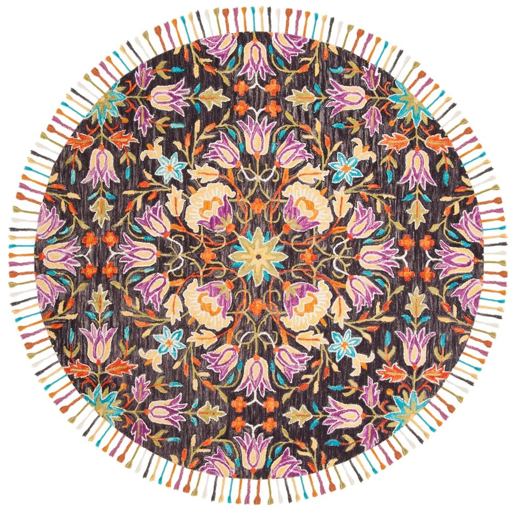 ASPEN, BLACK / PURPLE, 7' X 7' Round, Area Rug. Picture 1