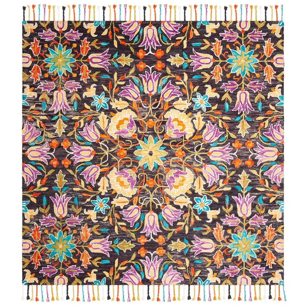 ASPEN, BLACK / PURPLE, 7' X 7' Square, Area Rug. Picture 1