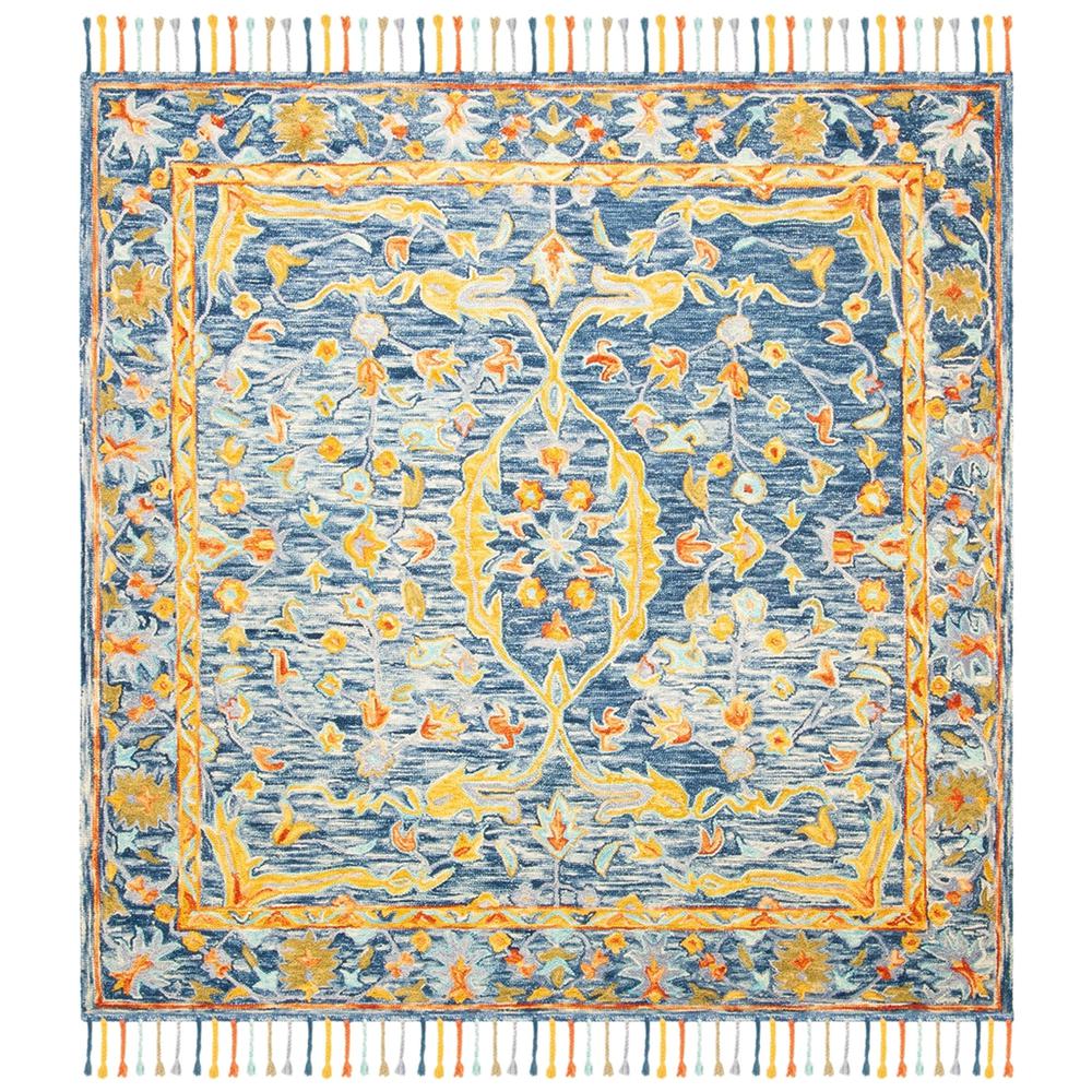 ASPEN, BLUE / RUST, 7' X 7' Square, Area Rug, APN116M-7SQ. Picture 1