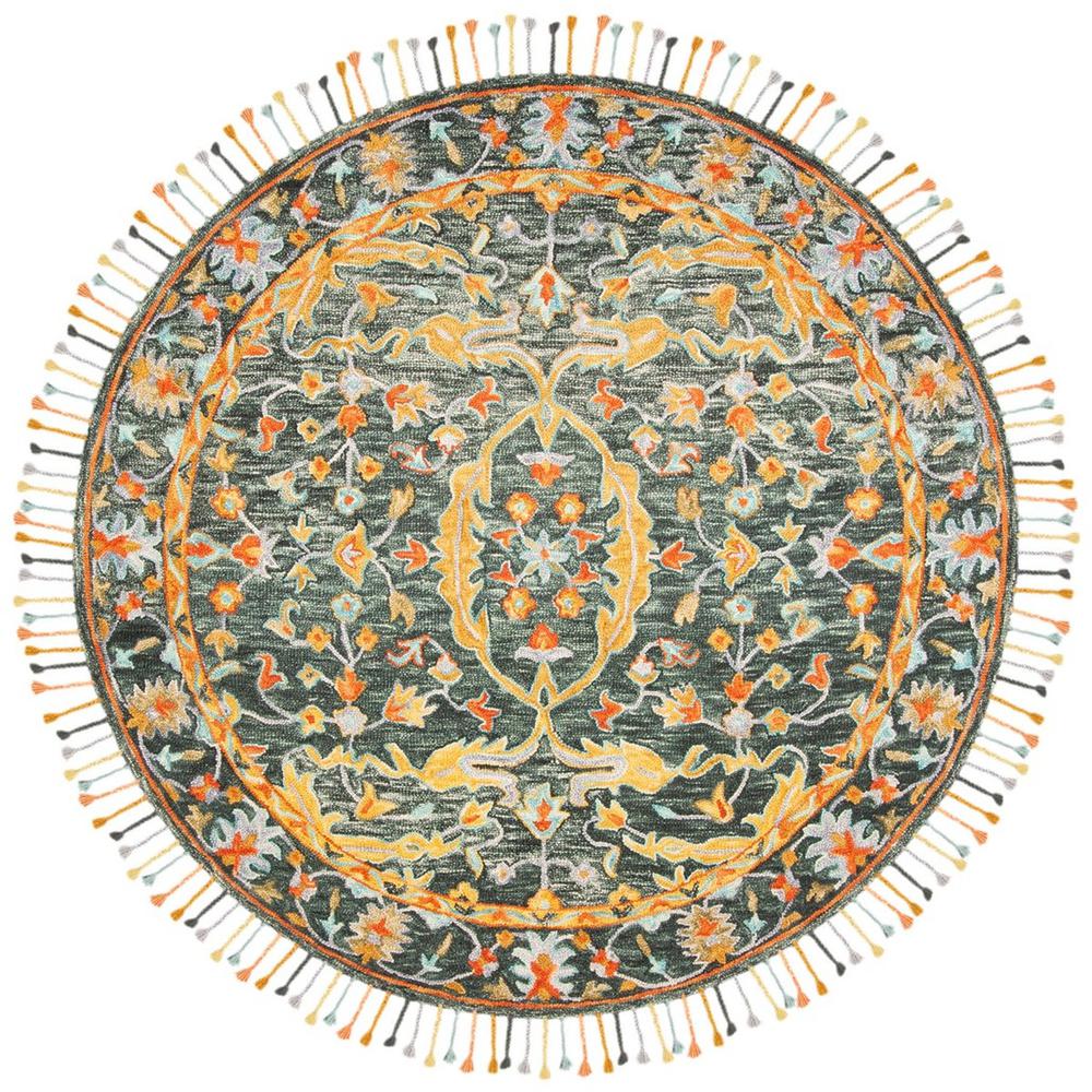 ASPEN, OLIVE / RUST, 7' X 7' Round, Area Rug. Picture 1