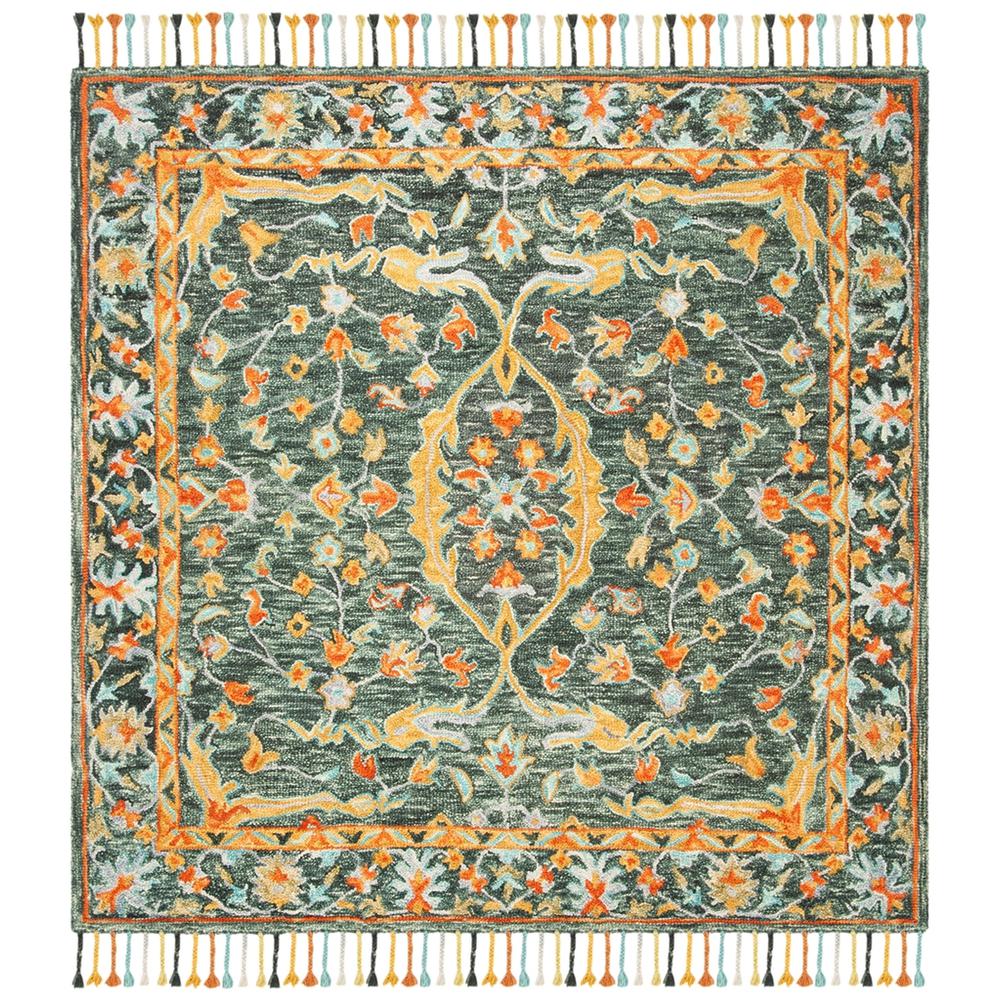 ASPEN, OLIVE / RUST, 7' X 7' Square, Area Rug. Picture 1