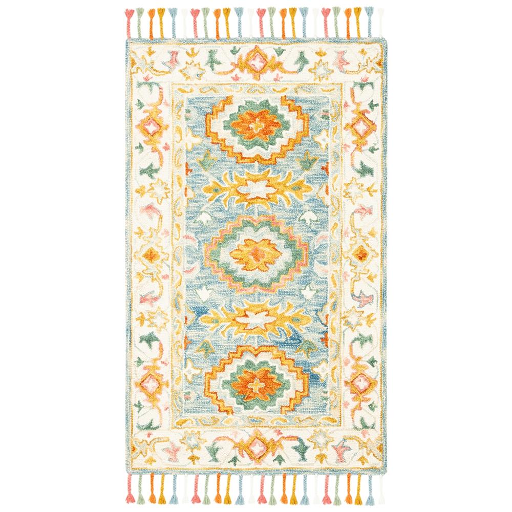 ASPEN, BLUE / IVORY, 2'-3" X 5', Area Rug. Picture 1