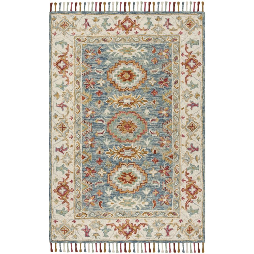 ASPEN, BLUE / IVORY, 5' X 8', Area Rug. Picture 1