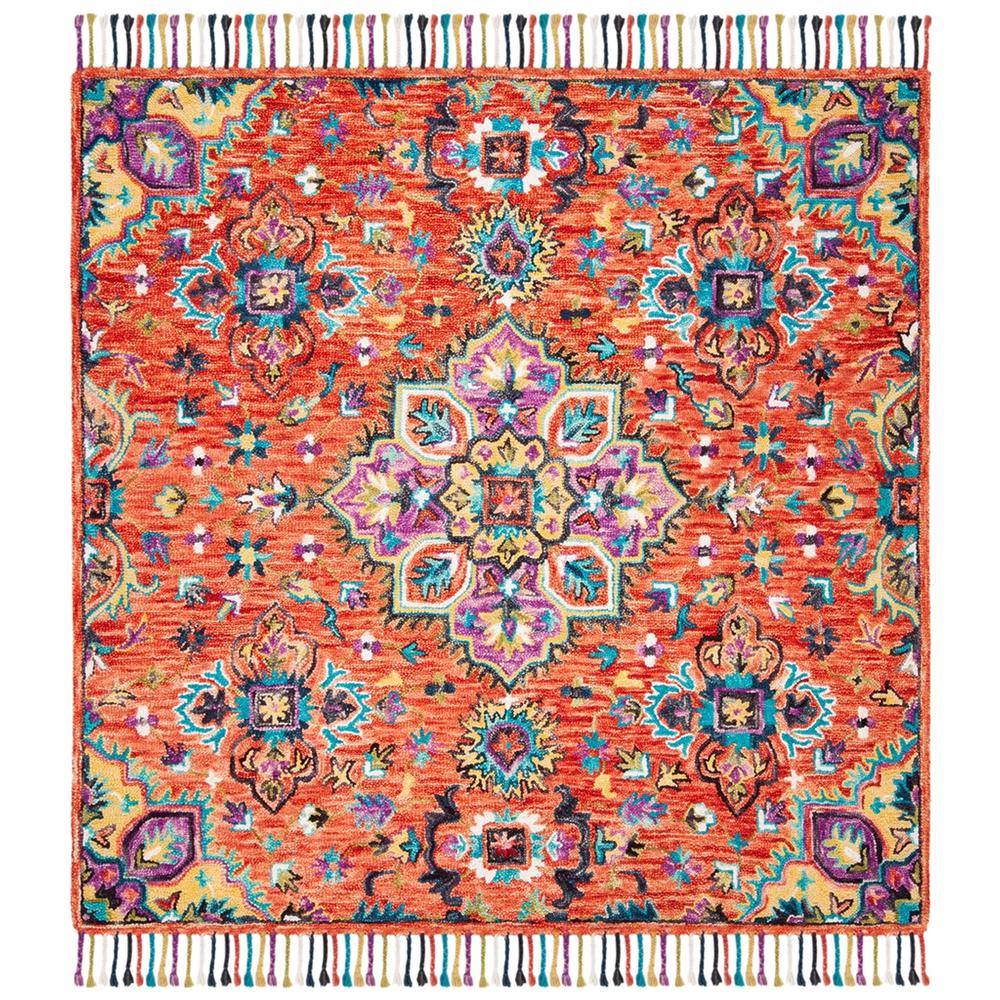 ASPEN, RED / GOLD, 7' X 7' Square, Area Rug. Picture 1
