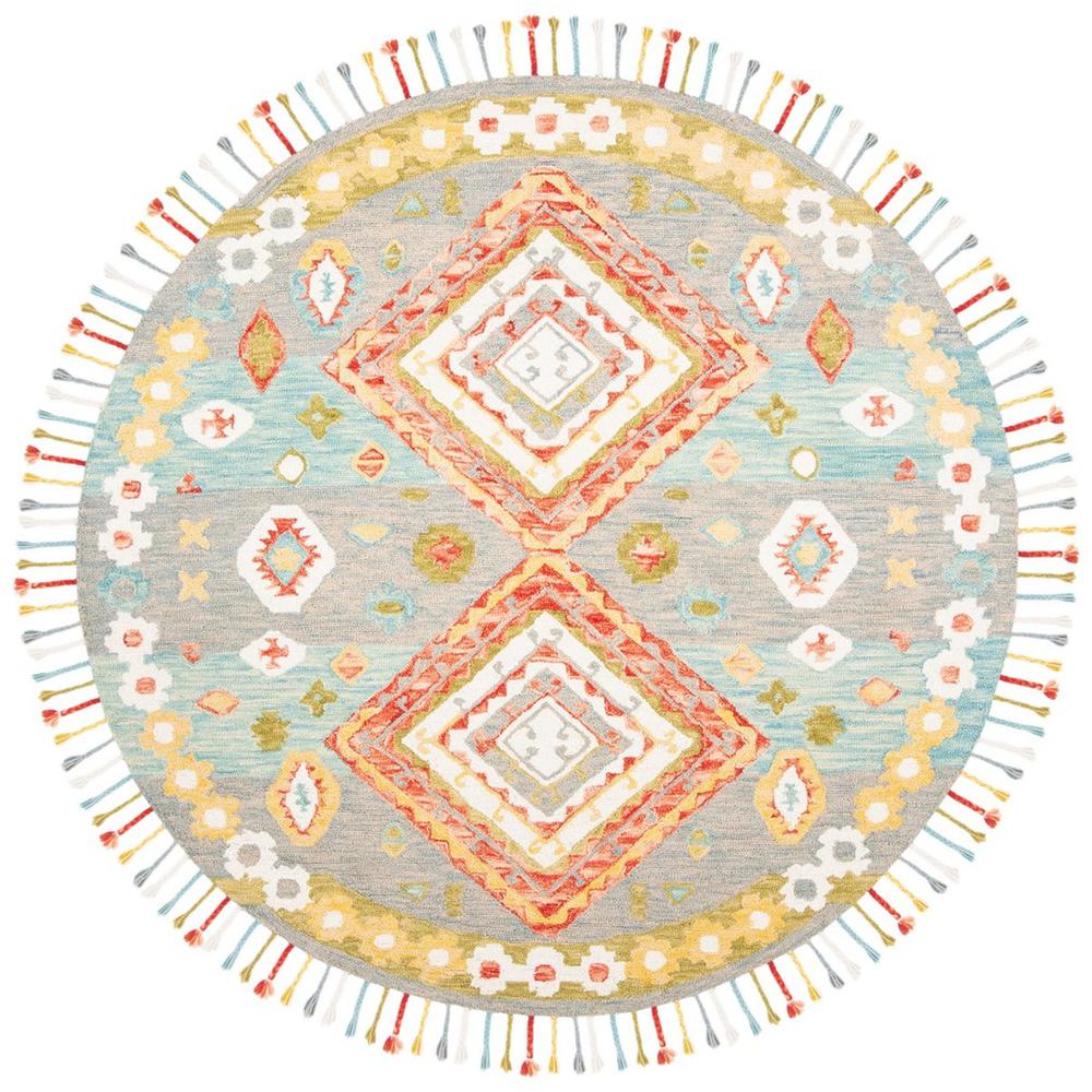 ASPEN, GREY / RED, 7' X 7' Round, Area Rug. Picture 1
