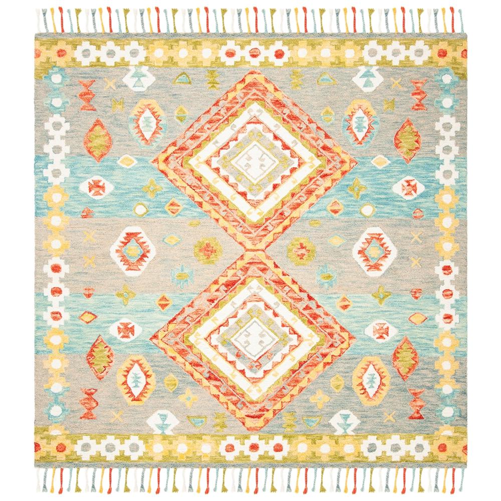 ASPEN, GREY / RED, 7' X 7' Square, Area Rug. Picture 1