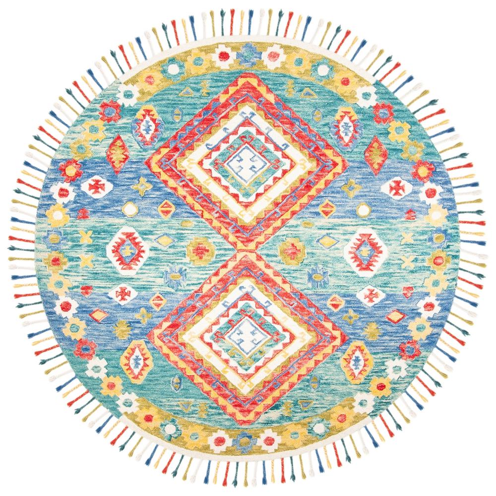ASPEN, GREEN / RED, 7' X 7' Round, Area Rug. Picture 1