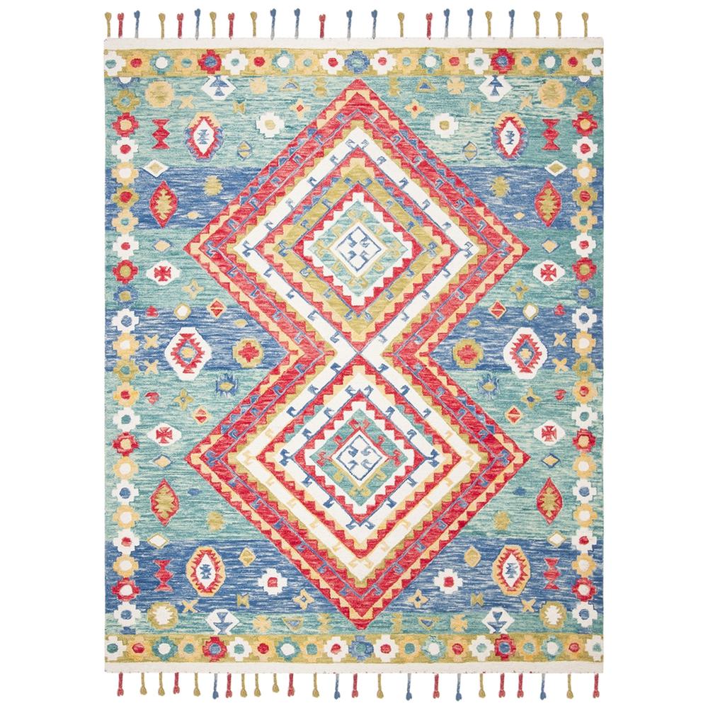ASPEN, GREEN / RED, 8' X 10', Area Rug. Picture 1