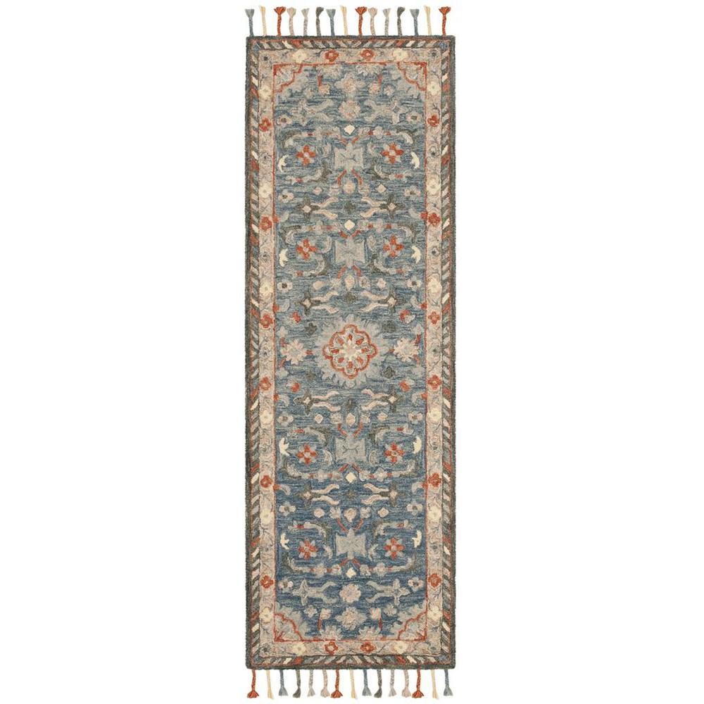 ASPEN, BLUE / RUST, 2'-3" X 11', Area Rug, APN123A-211. Picture 1