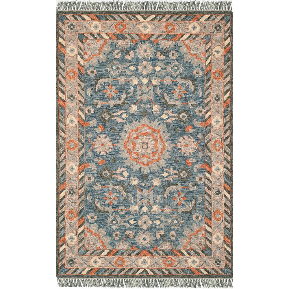 ASPEN, BLUE / RUST, 5' X 8', Area Rug, APN123A-5. Picture 1