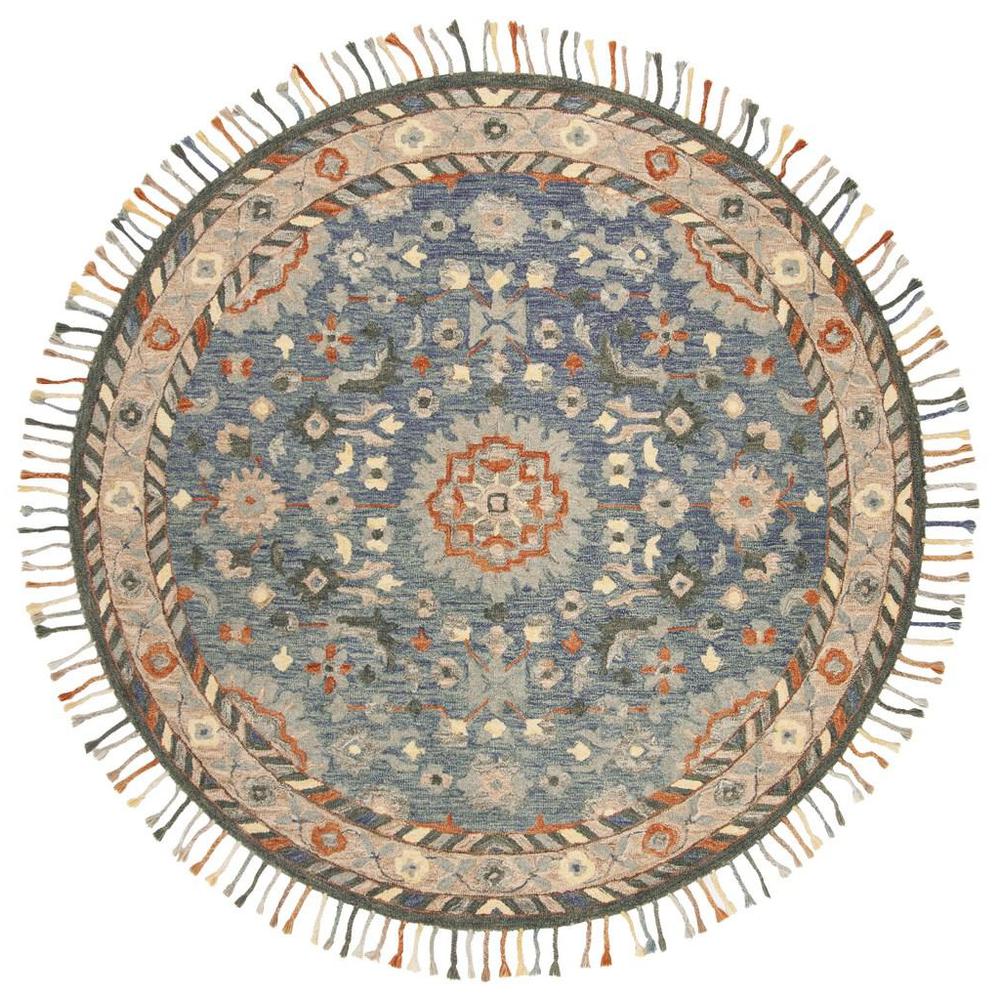 ASPEN, BLUE / RUST, 7' X 7' Round, Area Rug, APN123A-7R. Picture 1