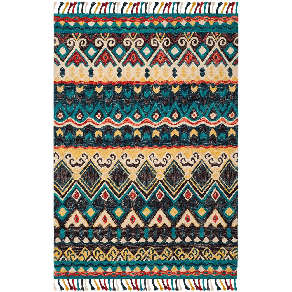 ASPEN, BLUE / RED, 5' X 8', Area Rug, APN137A-5. Picture 1