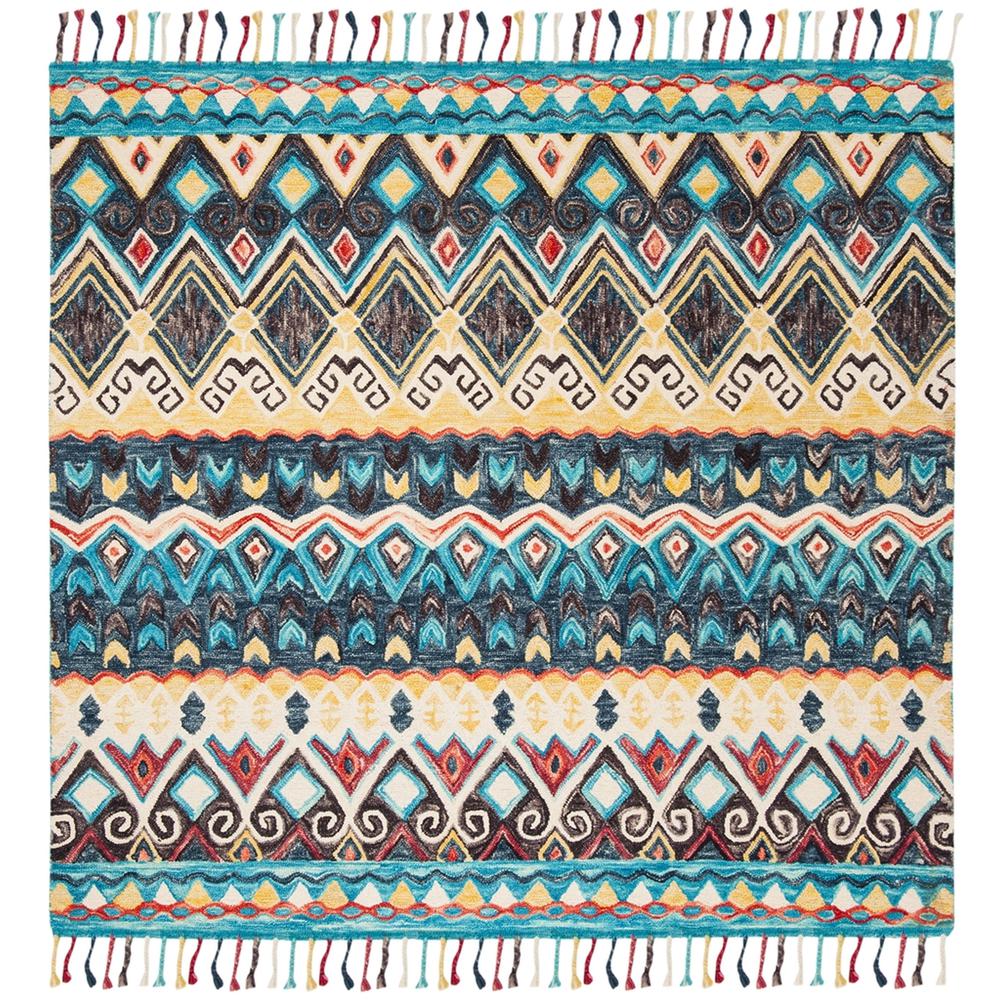 ASPEN, BLUE / RED, 7' X 7' Square, Area Rug, APN137A-7SQ. Picture 1
