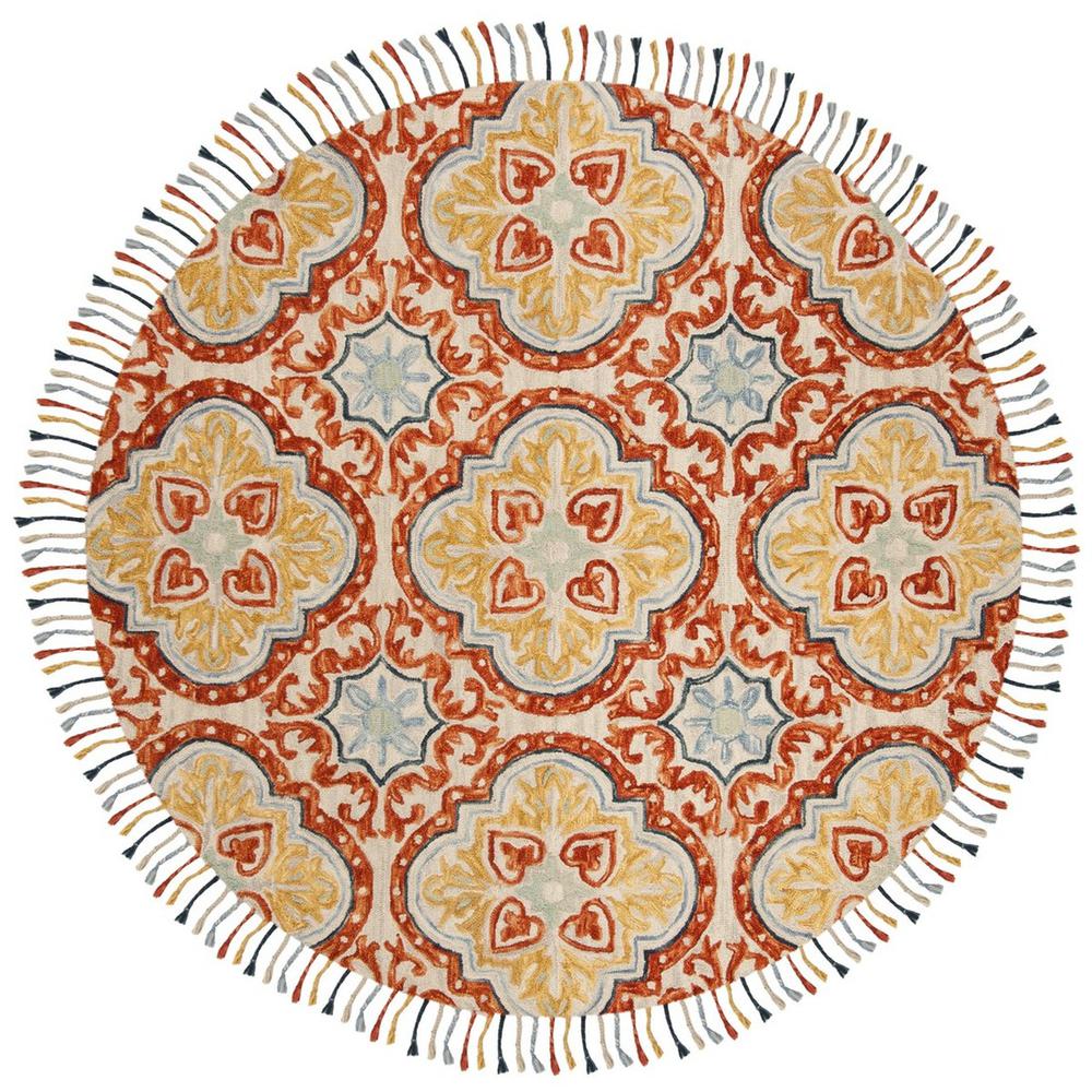 ASPEN, BEIGE / RUST, 7' X 7' Round, Area Rug. Picture 1