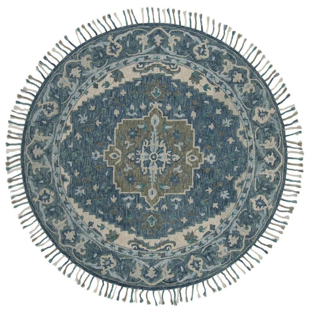 ASPEN, DARK BLUE / GREY, 7' X 7' Round, Area Rug. Picture 1