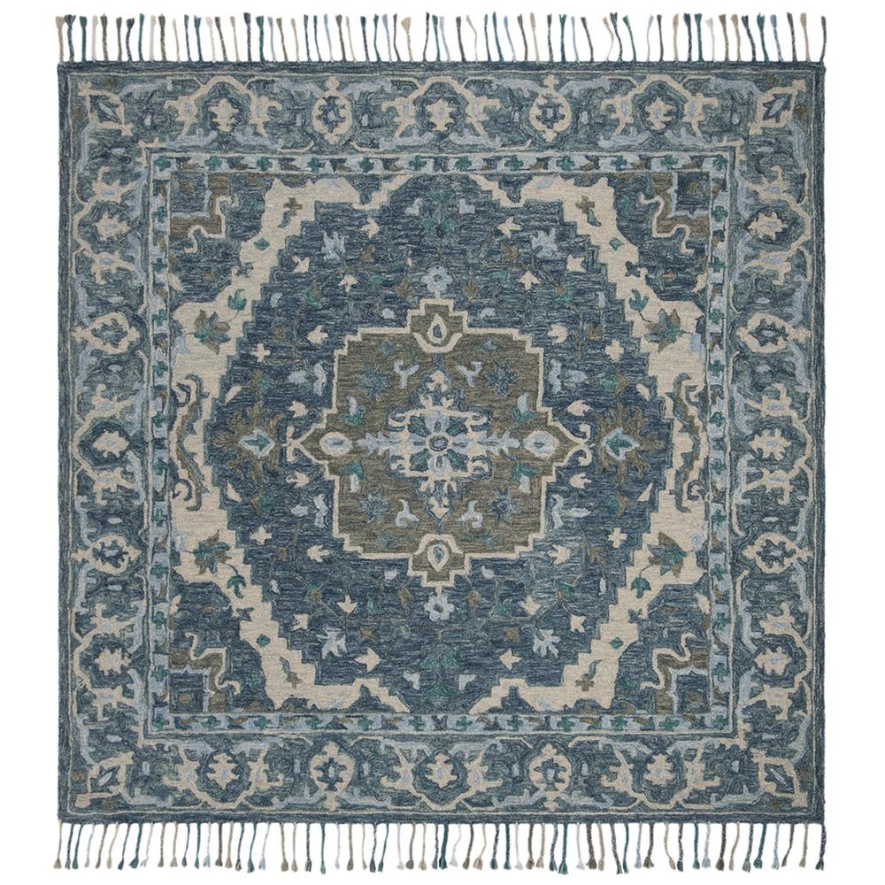 ASPEN, DARK BLUE / GREY, 7' X 7' Square, Area Rug. Picture 1
