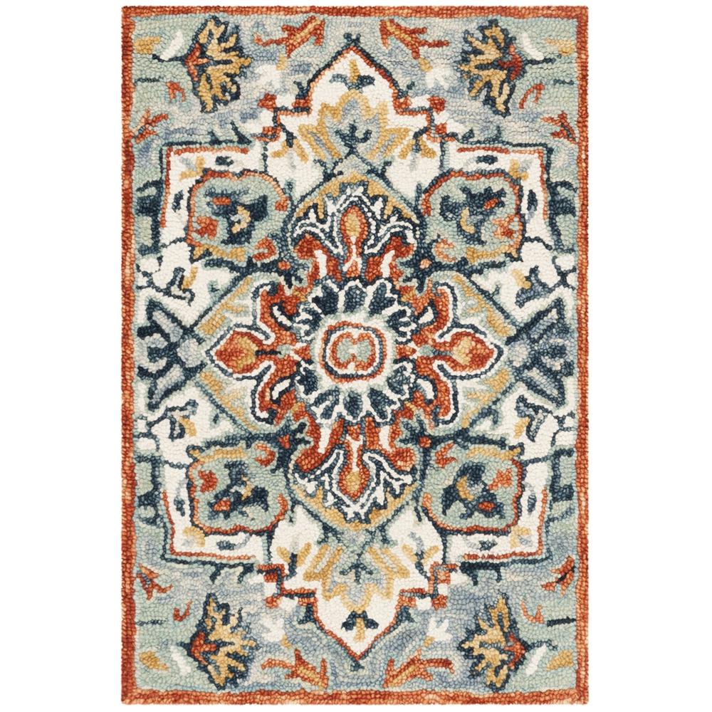 ASPEN, BLUE / RUST, 2' X 3', Area Rug, APN312A-2. Picture 1