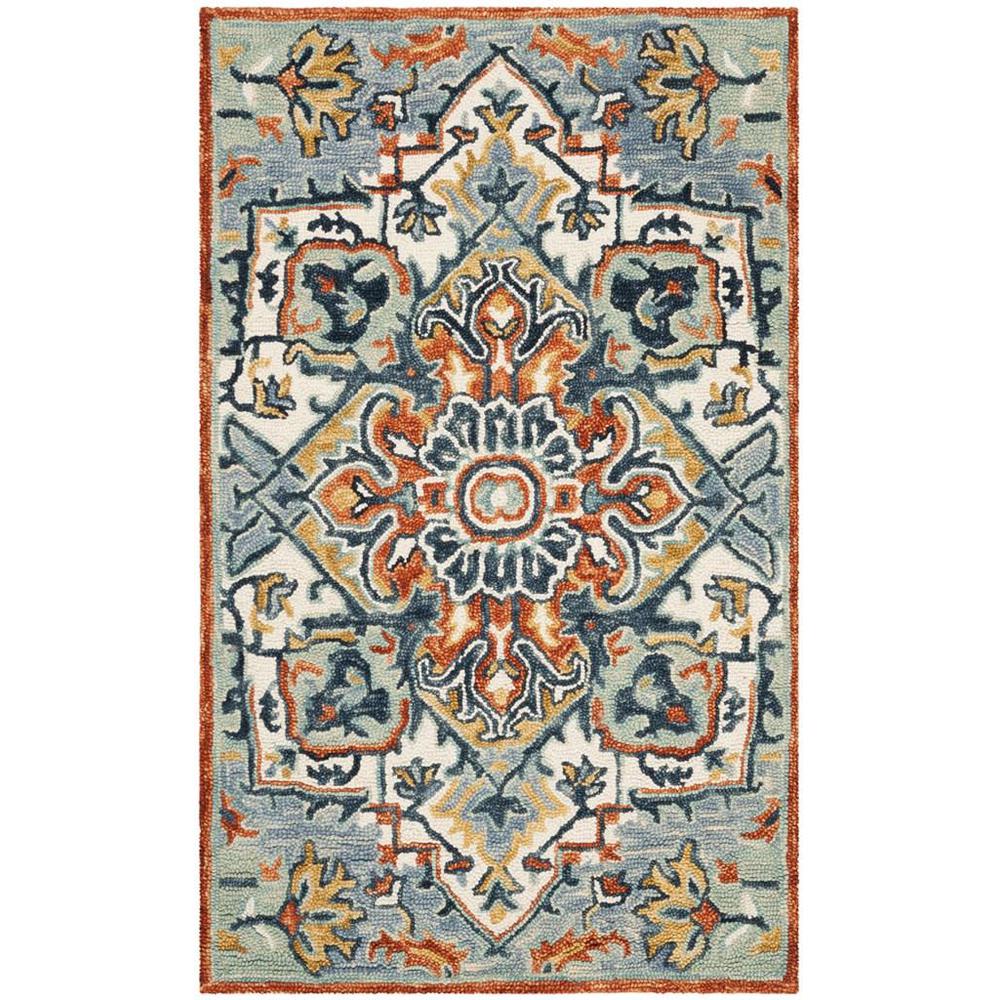 ASPEN, BLUE / RUST, 3' X 5', Area Rug, APN312A-3. Picture 1