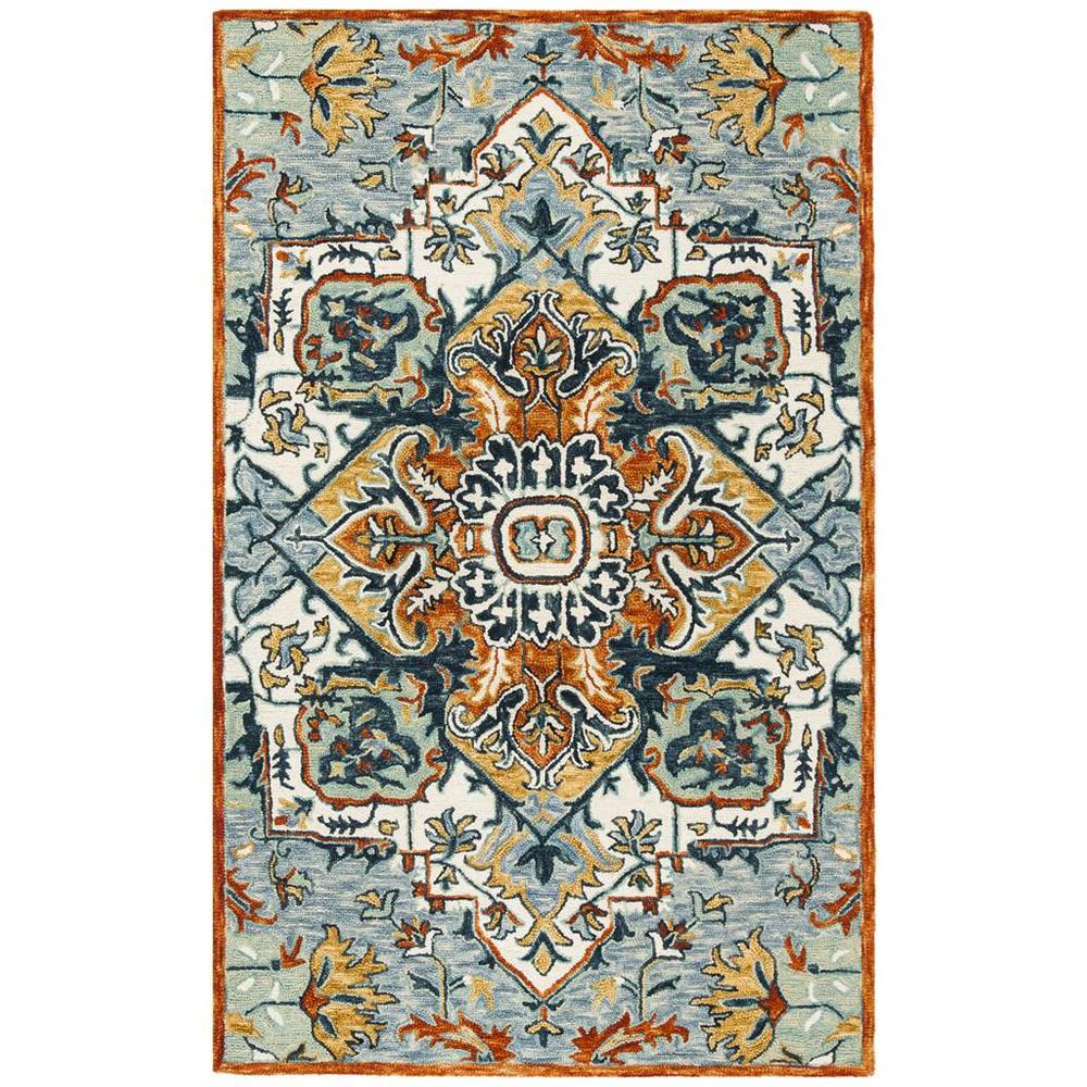 ASPEN, BLUE / RUST, 5' X 8', Area Rug, APN312A-5. Picture 1
