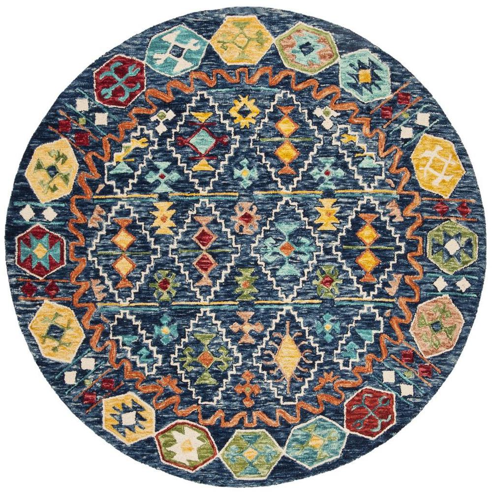 ASPEN, NAVY / GOLD, 7' X 7' Round, Area Rug. Picture 1