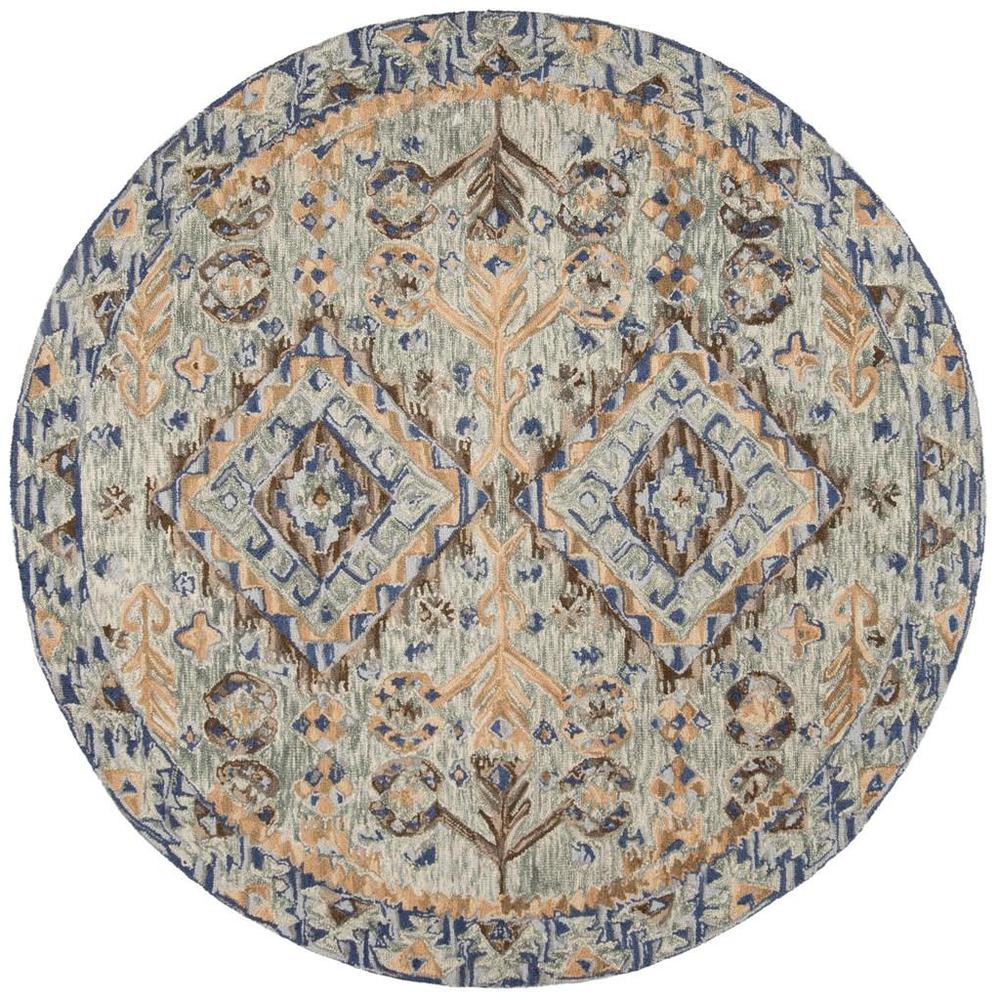 ASPEN, BLUE / BEIGE, 7' X 7' Round, Area Rug. Picture 1