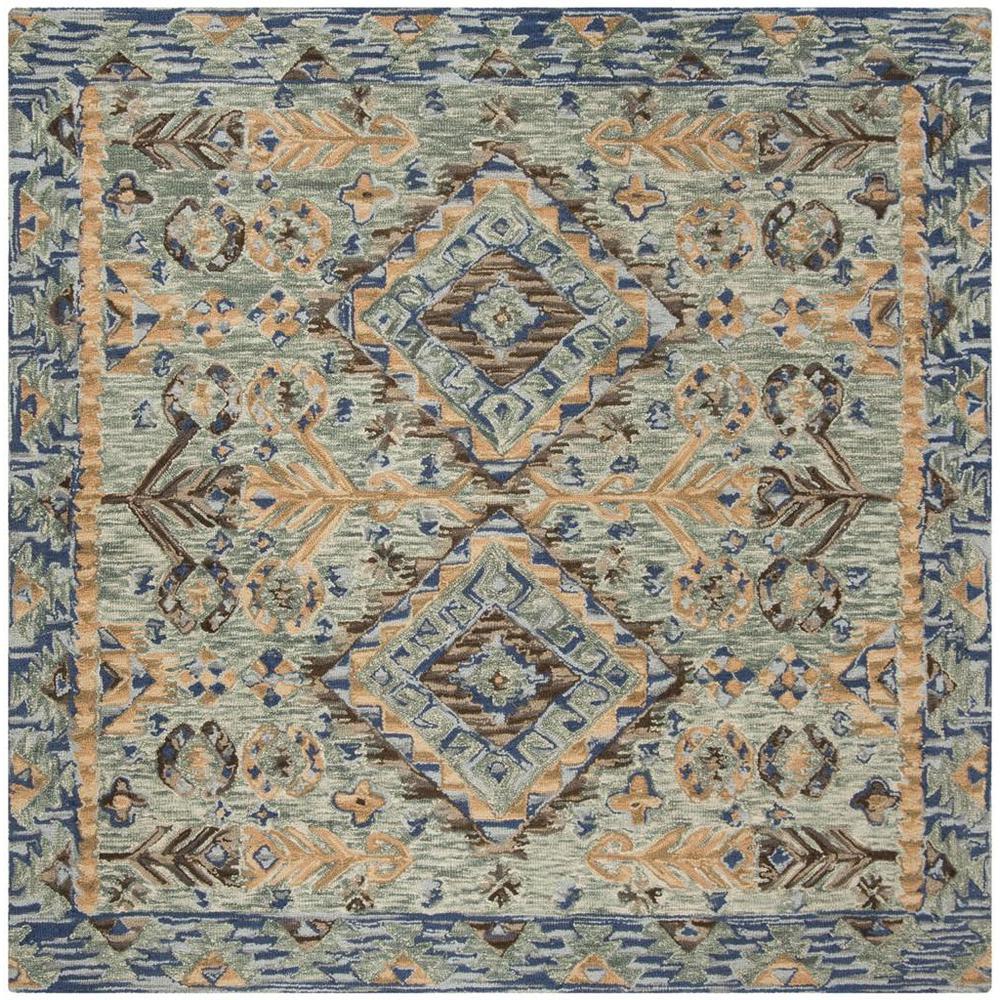 ASPEN, BLUE / BEIGE, 7' X 7' Square, Area Rug. Picture 1