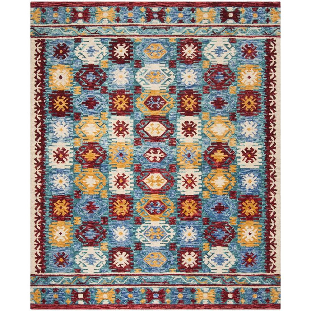 ASPEN, BLUE / RED, 8' X 10', Area Rug, APN505A-8. Picture 1