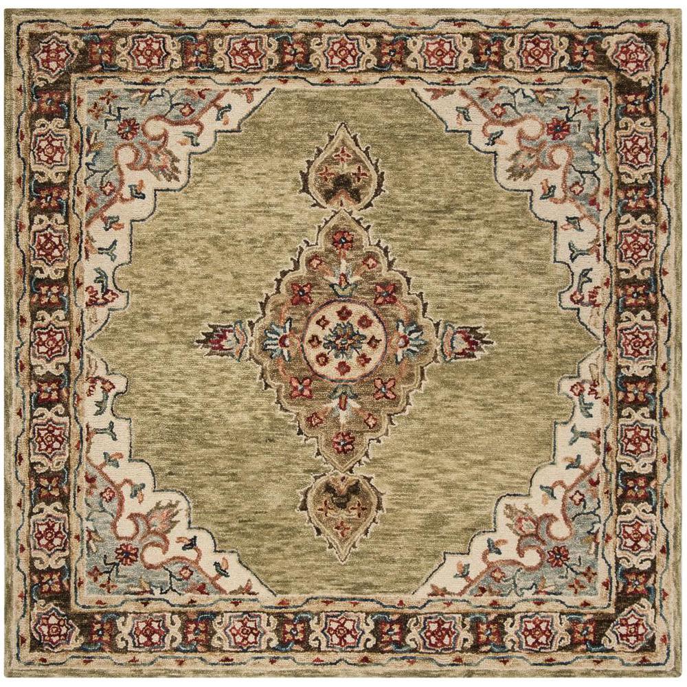 ASPEN, SAGE / BROWN, 7' X 7' Square, Area Rug. Picture 1