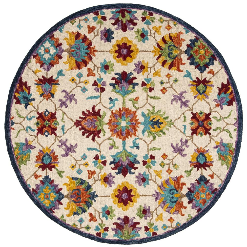 ASPEN, IVORY / BLUE, 7' X 7' Round, Area Rug, APN509A-7R. Picture 1