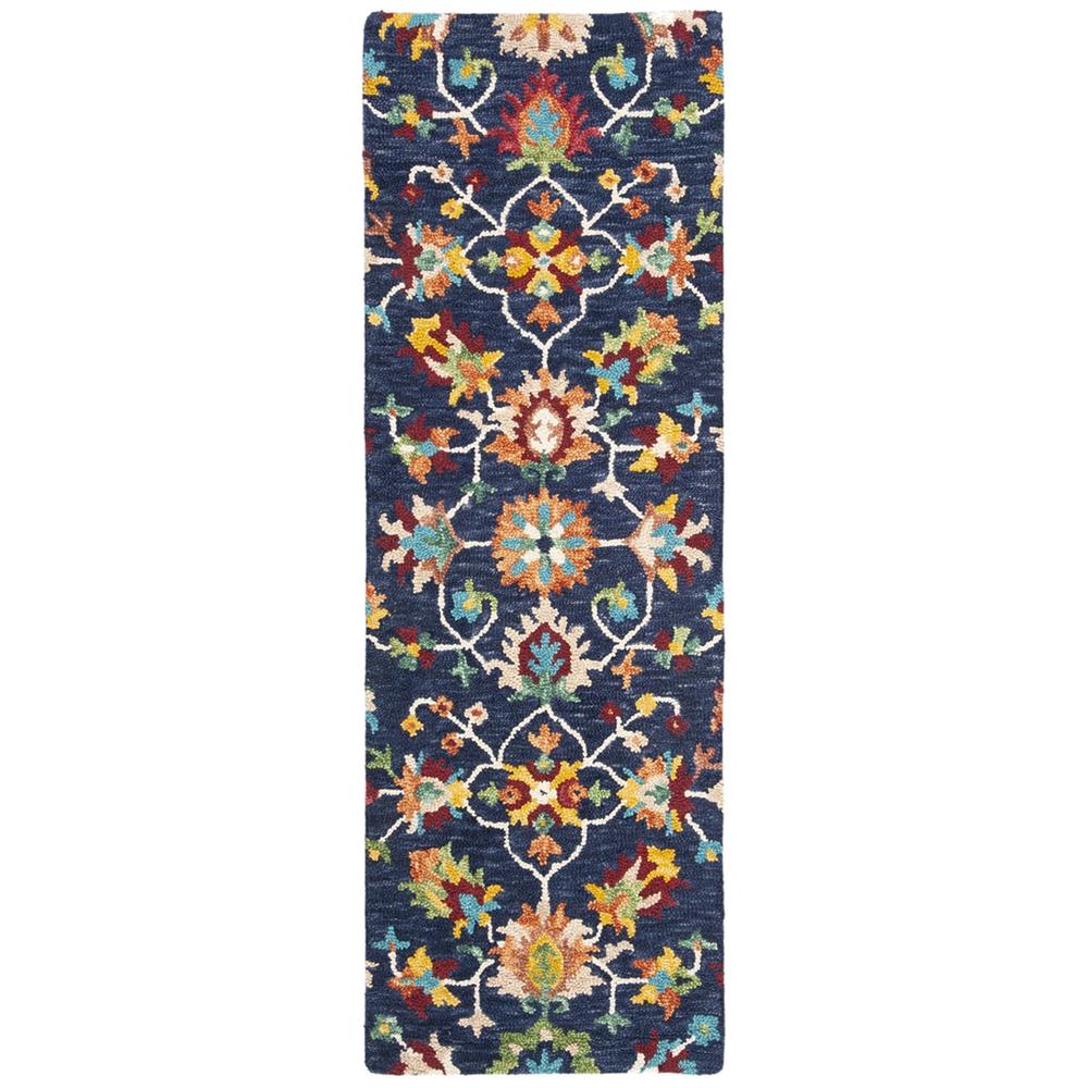 ASPEN, NAVY / RED, 2'-3" X 7', Area Rug. Picture 1