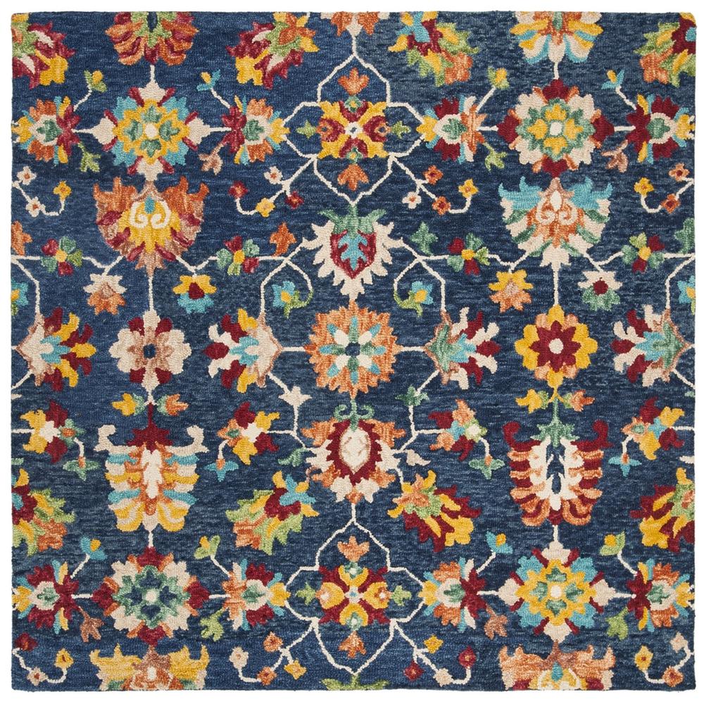 ASPEN, NAVY / RED, 7' X 7' Square, Area Rug. Picture 1