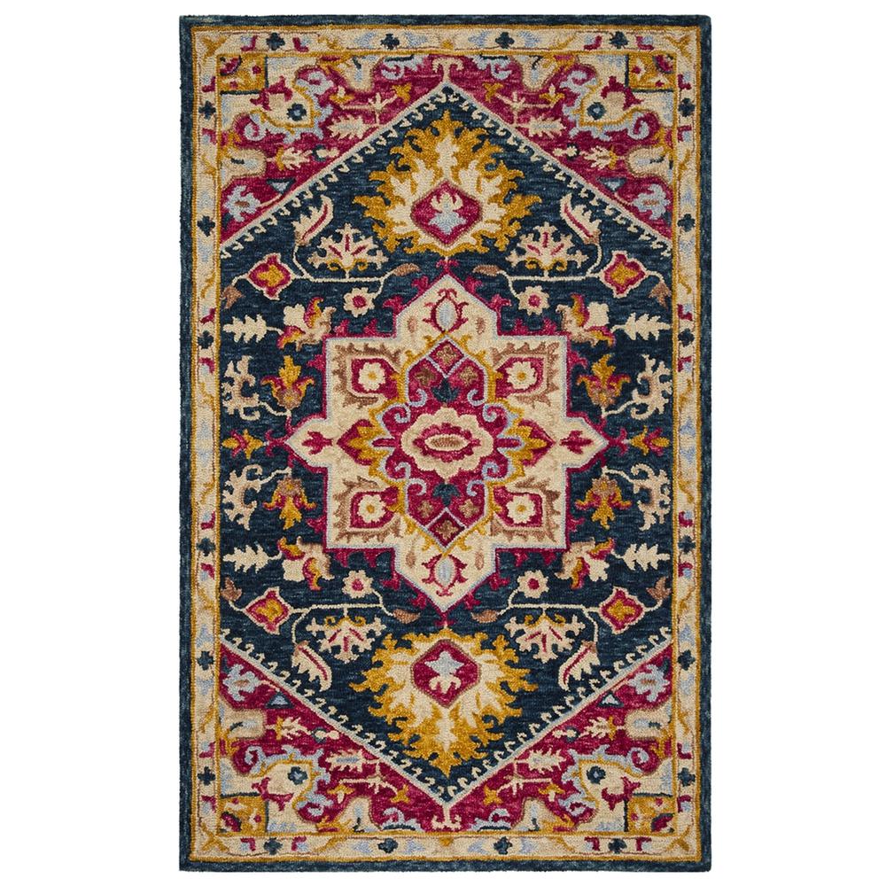 ASPEN, NAVY / FUCHSIA, 5' X 8', Area Rug. Picture 1