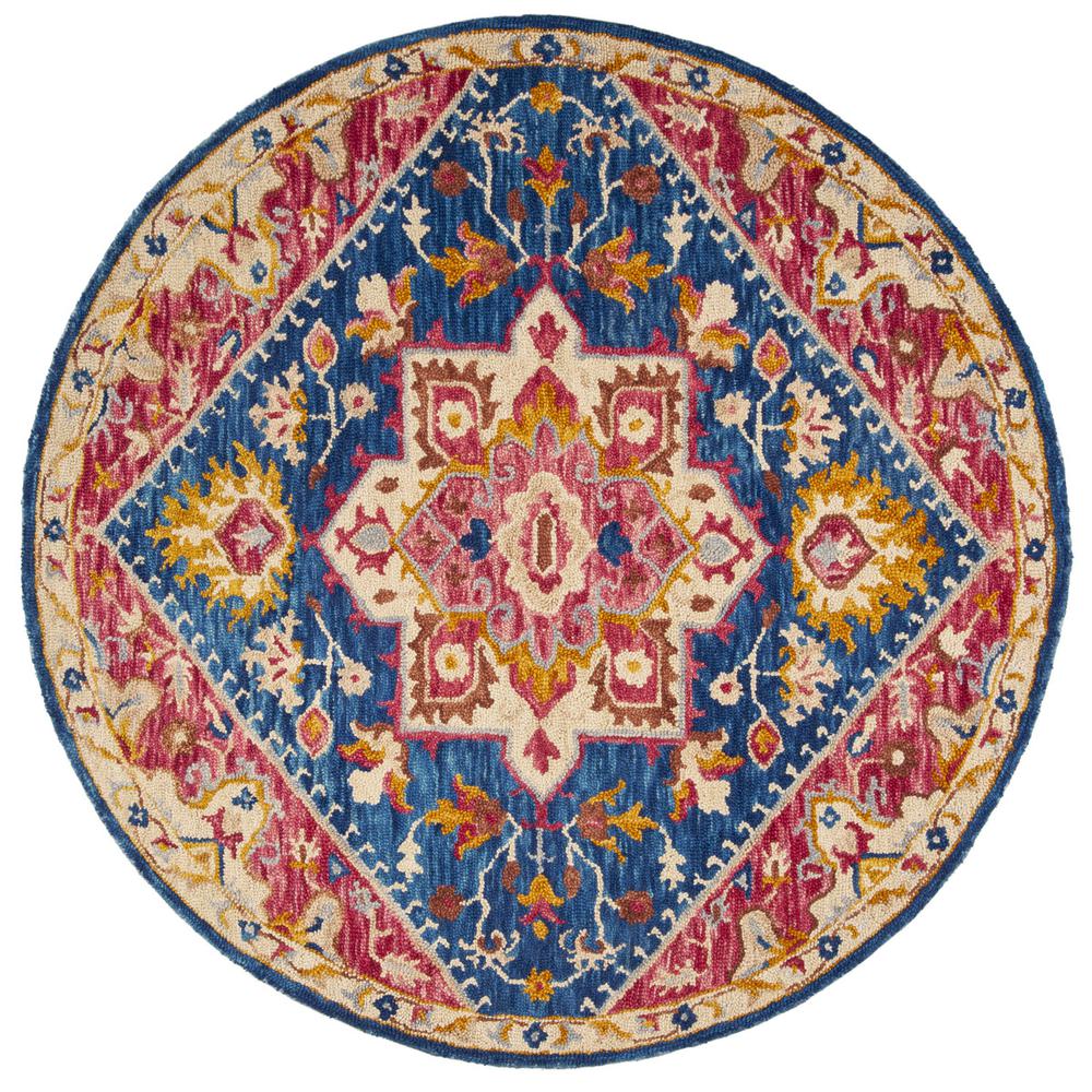 ASPEN, NAVY / FUCHSIA, 7' X 7' Round, Area Rug. Picture 1