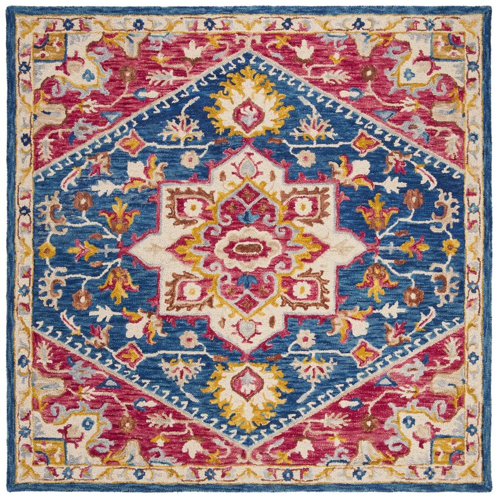 ASPEN, NAVY / FUCHSIA, 7' X 7' Square, Area Rug. Picture 1