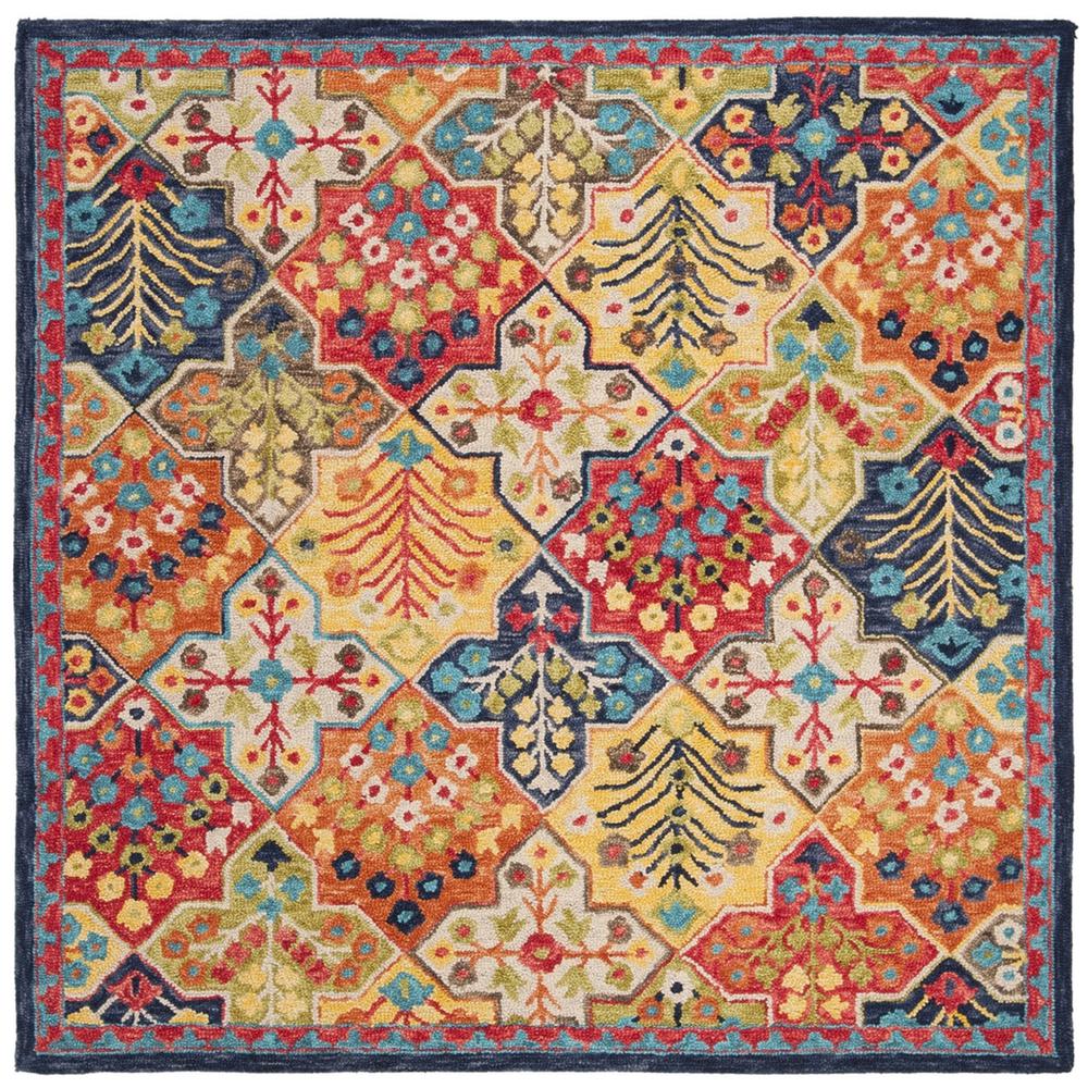 ASPEN, BLUE / ORANGE, 7' X 7' Square, Area Rug. Picture 1