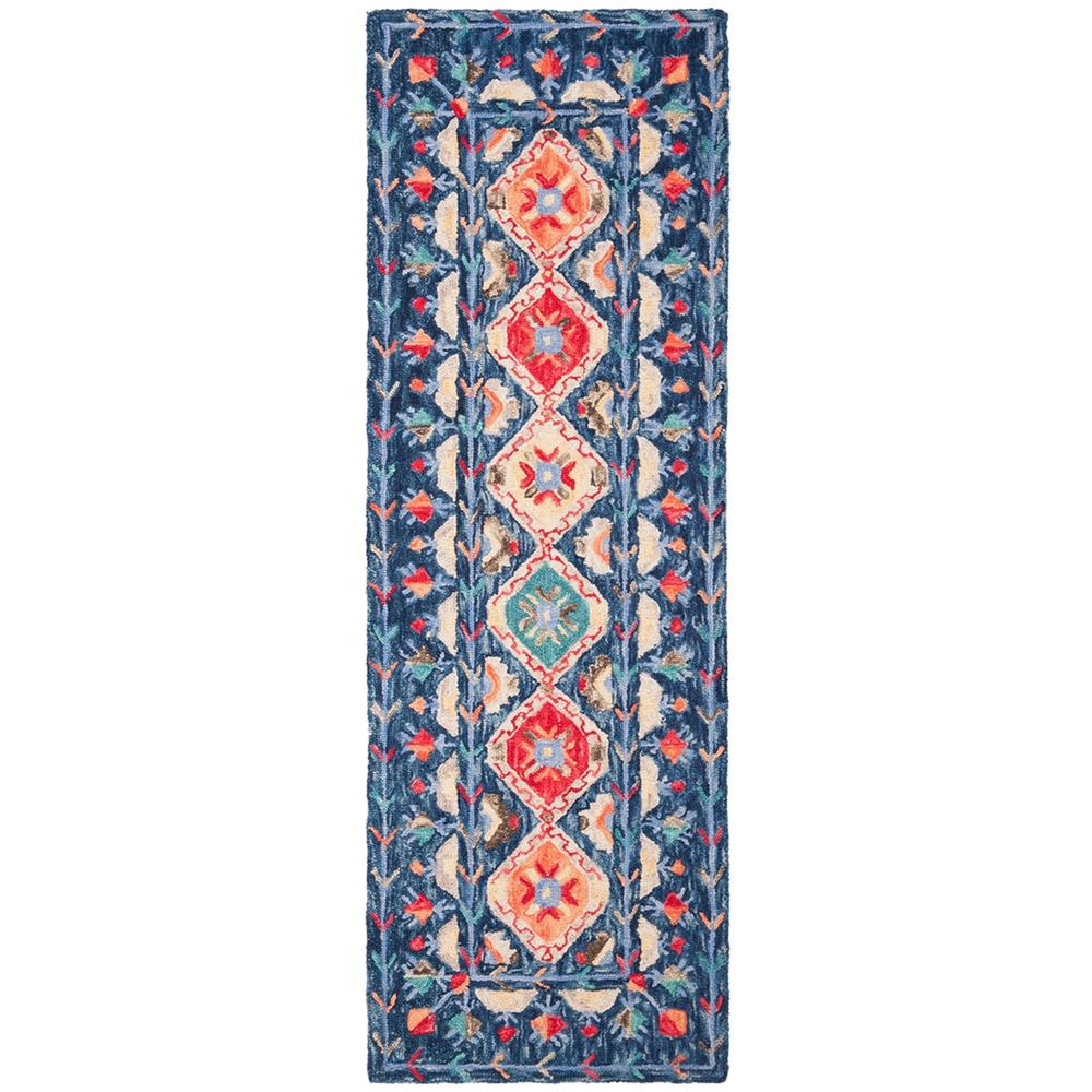 ASPEN, NAVY / ORANGE, 2'-3" X 7', Area Rug. Picture 1