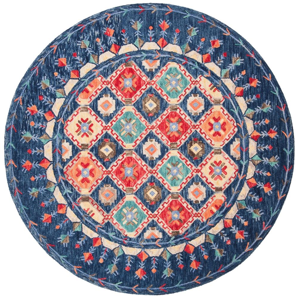 ASPEN, NAVY / ORANGE, 7' X 7' Round, Area Rug. Picture 1