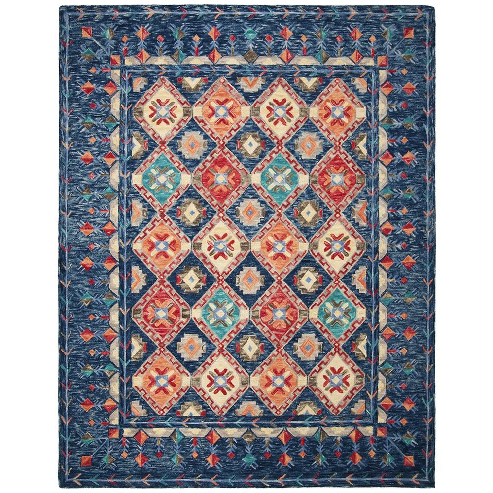 ASPEN, NAVY / ORANGE, 8' X 10', Area Rug. Picture 1