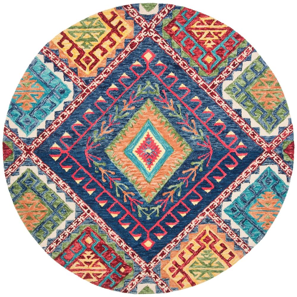 ASPEN, BLUE / MULTI, 7' X 7' Round, Area Rug. Picture 1