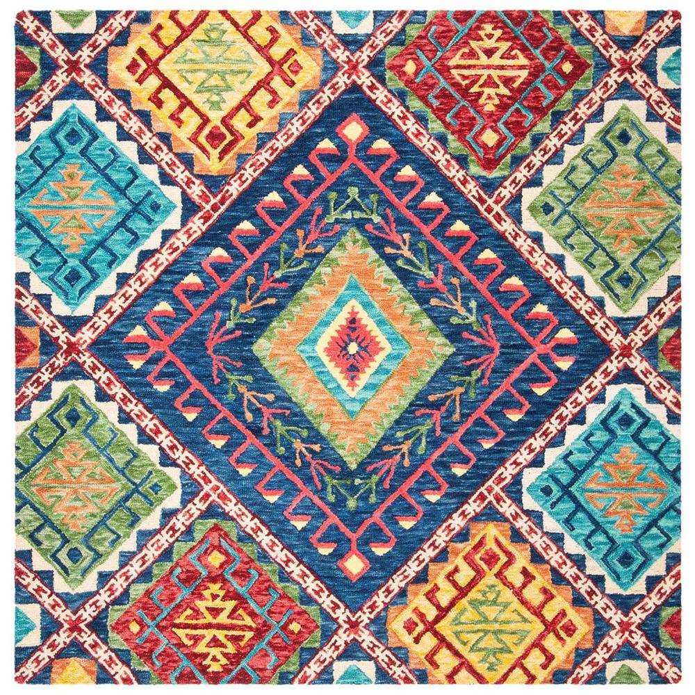 ASPEN, BLUE / MULTI, 7' X 7' Square, Area Rug. Picture 1