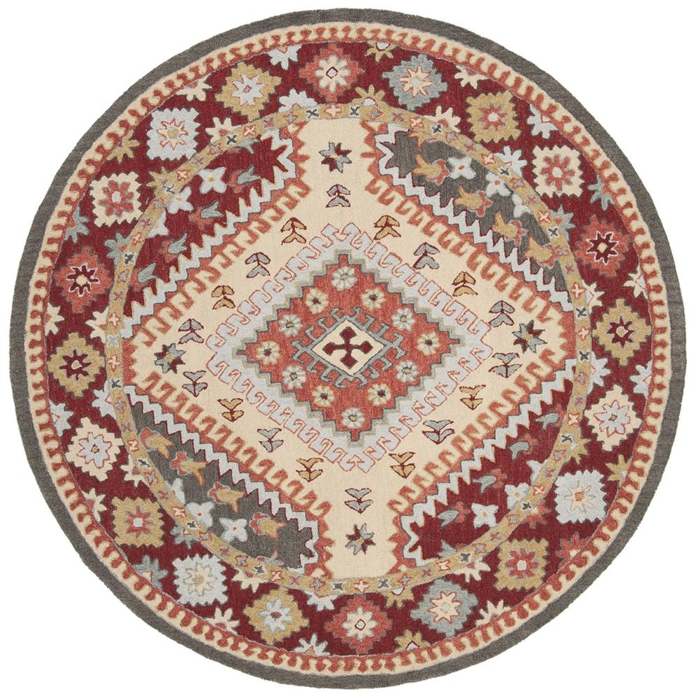 ASPEN, RED / IVORY, 7' X 7' Round, Area Rug. Picture 1