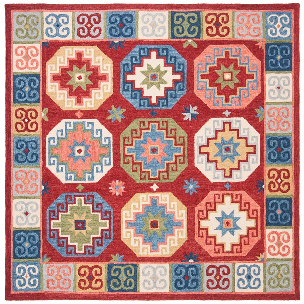 ASPEN, RED / BLUE, 7' X 7' Square, Area Rug, APN802Q-7SQ. Picture 1