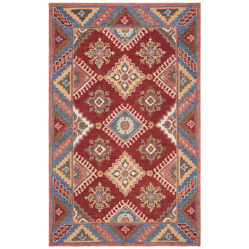 ASPEN, RED / BLUE, 5' X 8', Area Rug, APN803Q-5. Picture 1