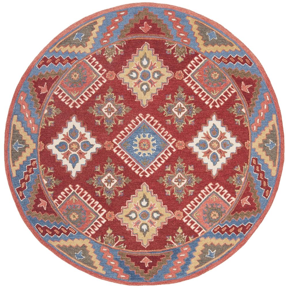 ASPEN, RED / BLUE, 7' X 7' Round, Area Rug, APN803Q-7R. Picture 1