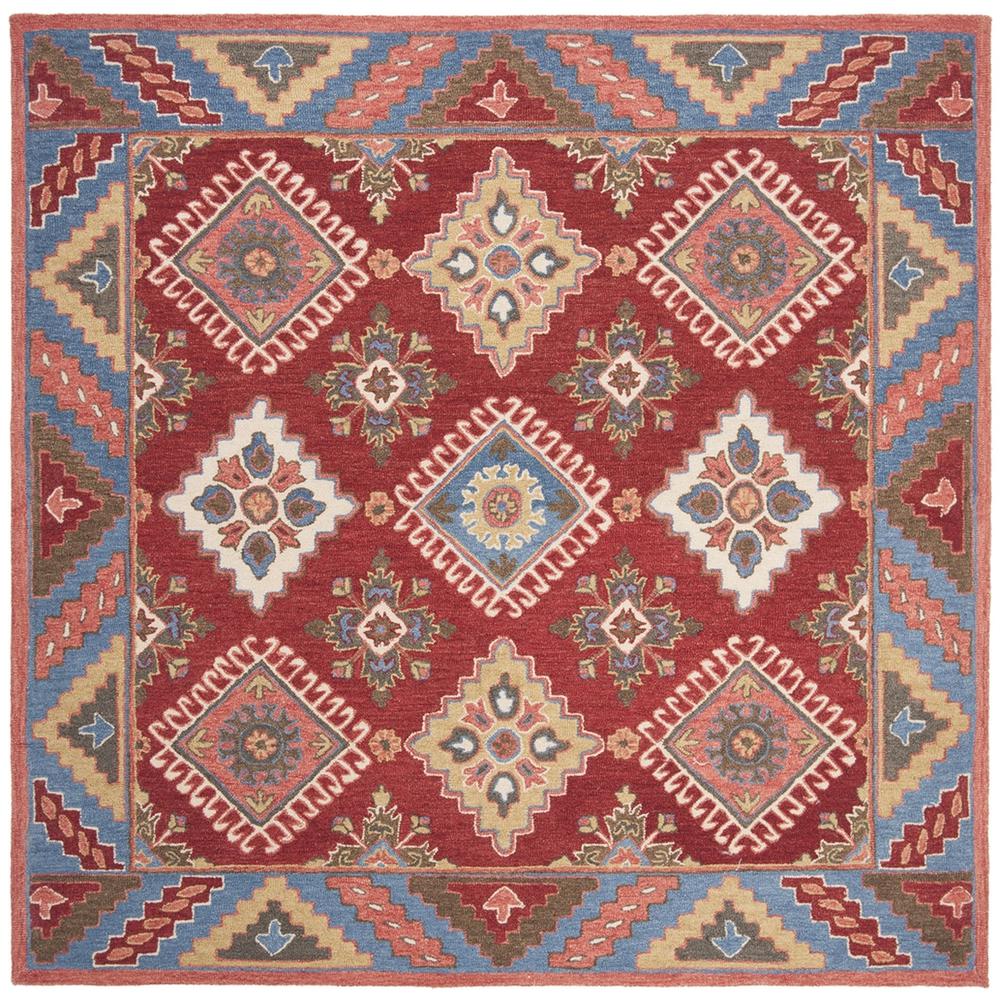 ASPEN, RED / BLUE, 7' X 7' Square, Area Rug, APN803Q-7SQ. Picture 1
