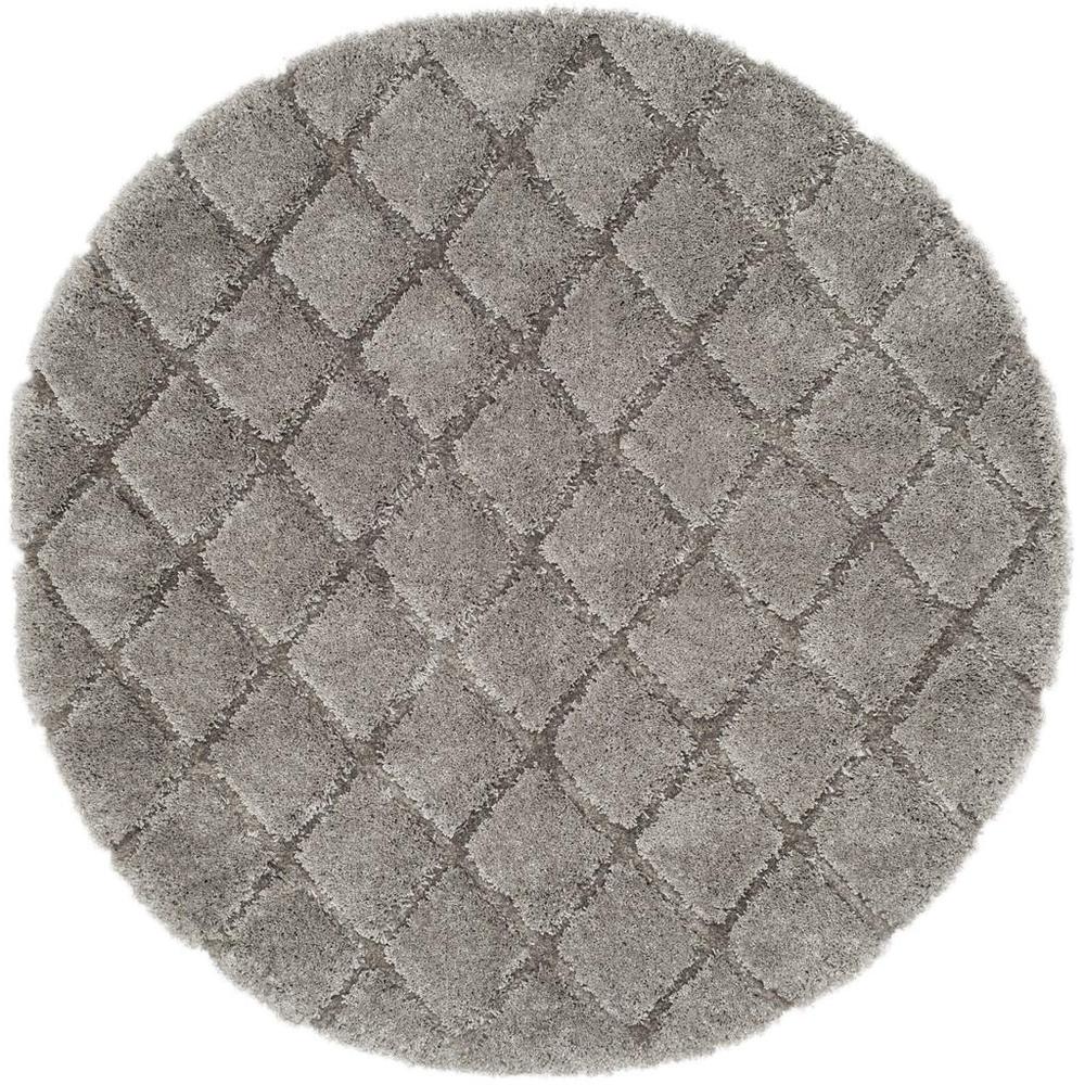 ADRIANA SHAG, LIGHT GREY / LIGHT GREY, 6'-7" X 6'-7" Round, Area Rug. Picture 1