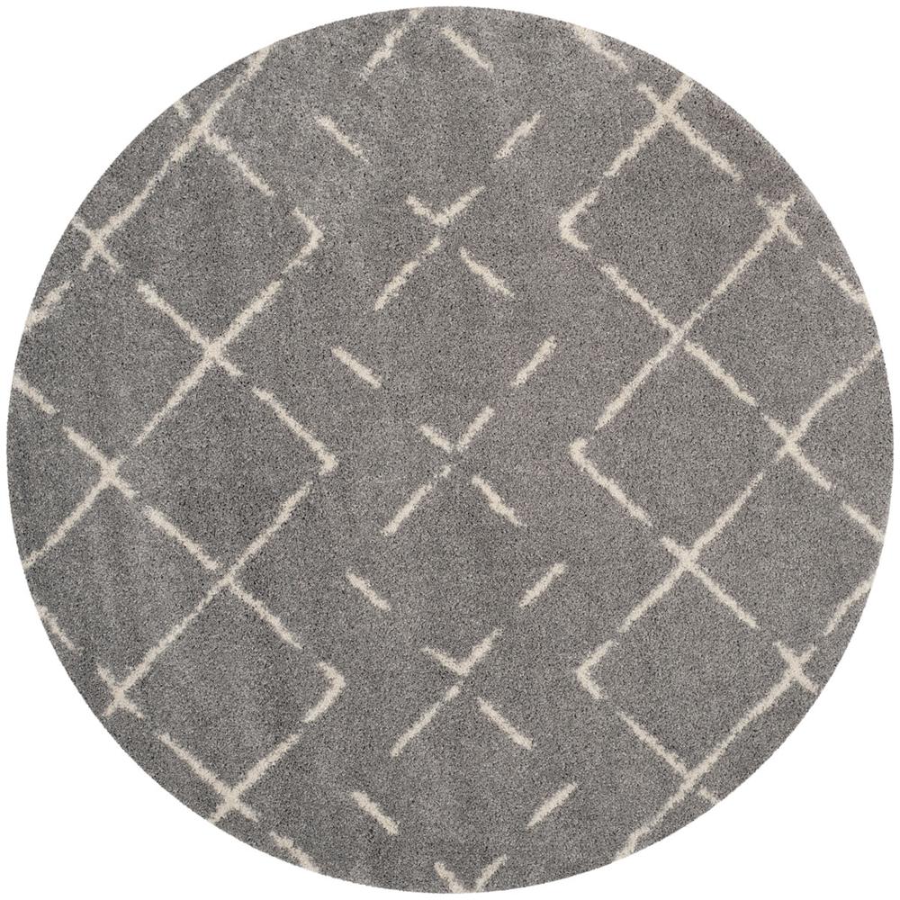 ARIZONA SHAG, GREY / IVORY, 6'-7" X 6'-7" Round, Area Rug, ASG743D-7R. Picture 1