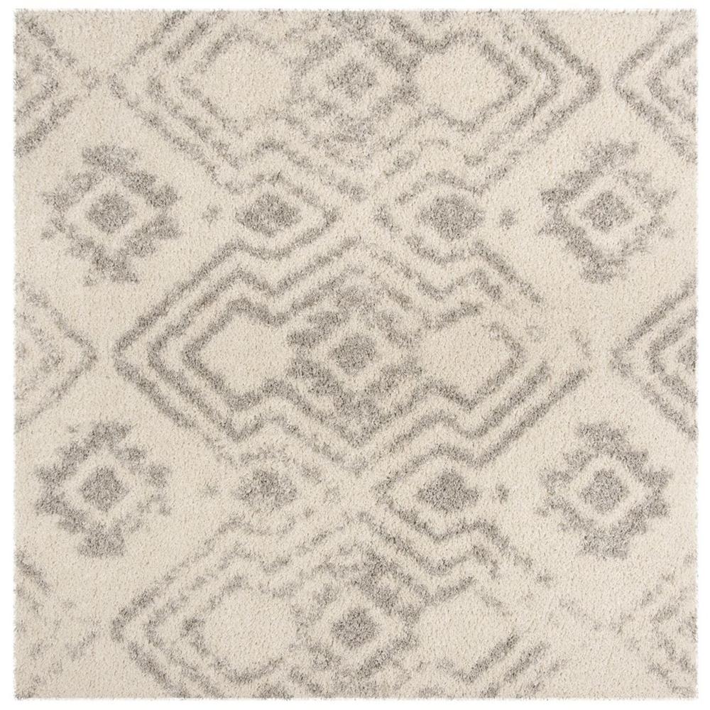 ARIZONA SHAG, IVORY / GREY, 6'-7" X 6'-7" Square, Area Rug, ASG746G-7SQ. Picture 1