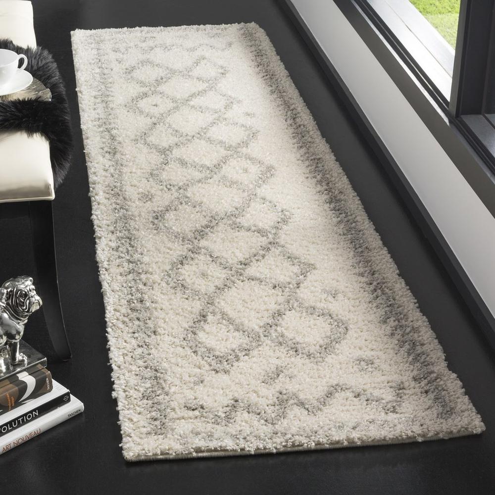 ARIZONA SHAG, IVORY / GREY, 2'-3" X 8', Area Rug, ASG749G-28. Picture 1