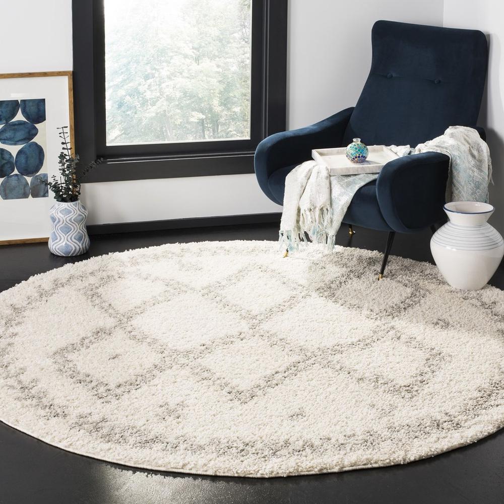ARIZONA SHAG, IVORY / GREY, 6'-7" X 6'-7" Round, Area Rug, ASG749G-7R. Picture 1